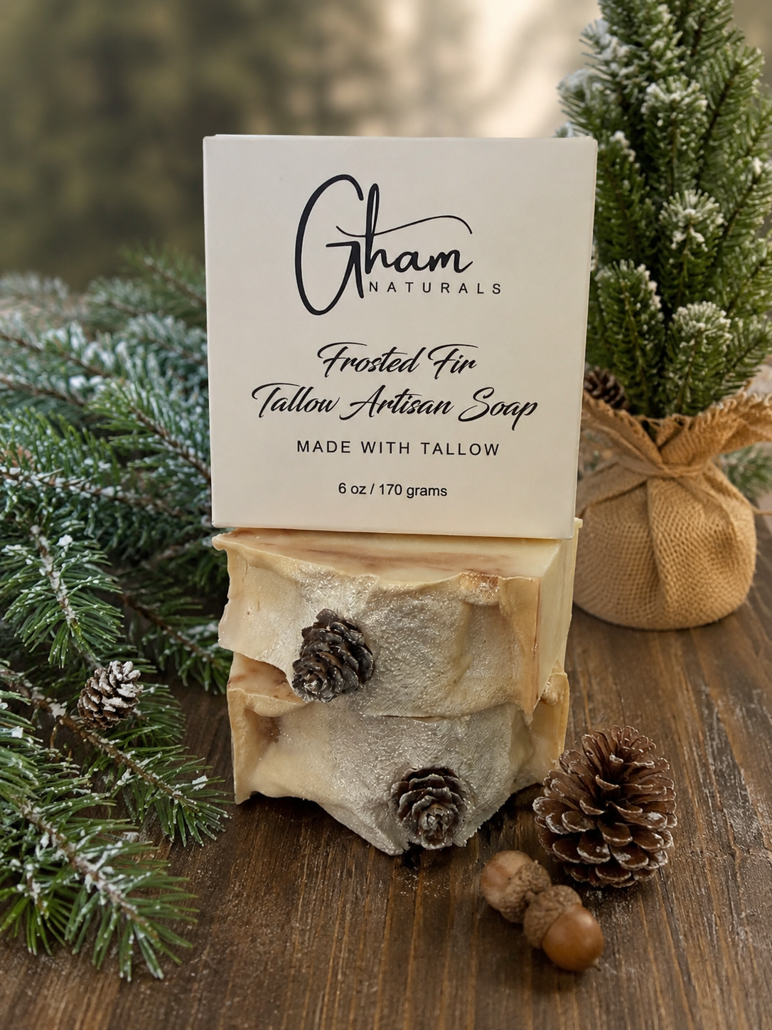Frosted Fir Tallow Artisan Soap boxed packaging