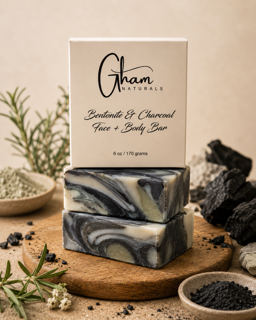 Bentonite & Charcoal Face + Body Bar cover