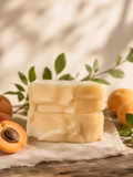 Golden Resin Face Bar - two stacked soap bars with apricots and greenery